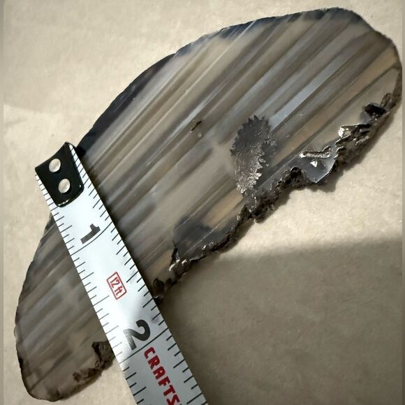 Gray Black Agate Slice Geode Decor Crystal Cut Polished Natural Stone 4” - Picture 9 of 17